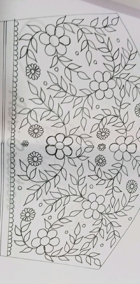 Sleeve Tracing Design, Aari Sketch Designs, Flower Tracing Pattern, Trace Paper Design Embroidery Patterns, Aari Design Pattern Drawing, Aari Pencil Drawing, Aari Work Drawing Designs, Aari Work Blouse Tracing Designs, Aari Work Trace Paper Designs