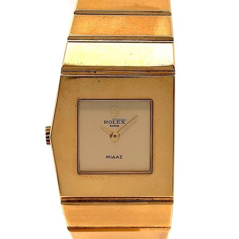 Queen Midas 18K Yellow Gold Ref. 9768 Left-Handed Bracelet Watch Circa 1960s Rolex Wrist Watch, Rolex Bracelet, Rolex Cellini, Vintage Timepiece, Gold Rolex, Late 1960s, Vintage Rolex, Ring Watch, Yellow Gold Bracelet