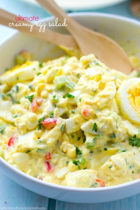 Ultra creamy and packed with flavor, this family-favorite egg salad is a fabulous way to use up extra eggs! Whips up in less than 10 minutes! @WholeHeavenly Creamy Egg Salad, Classic Egg Salad Sandwich, Vegetable Juice Recipes, Egg Salad Sandwich Recipe, Best Egg Salad Recipe, Classic Egg Salad, Creamy Eggs, Catering Options, Egg Salad Sandwiches