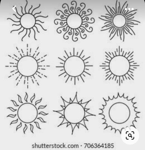 Sunshine Doodle Drawings, Sun Doodle Art, Sun Outline Drawing, How To Draw The Sun, Sun Doodle Simple, Sun Simple Drawing, How To Draw A Sun, Easy Sun Drawing, Simple Sun Drawing