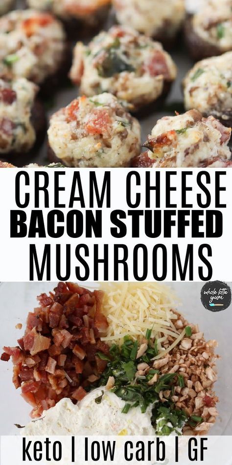 Bacon Stuffed Mushrooms, Recetas Keto, Keto Side Dishes, Keto Recipes Dinner, Keto Desserts, Low Carb Keto Recipes, Mushroom Recipes, Keto Dinner, Keto Recipes Easy