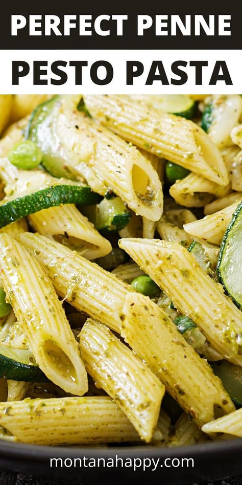 Creamy Pesto Penne Pasta Cold Penne Pasta Recipes, Easy Pesto Pasta Recipes, Pesto Penne Pasta, Easy Penne Pasta Recipes, Pasta With Pesto Sauce, Penne Pesto, Meals To Make At Home, Penne Pasta Recipe, Easy Meals To Make