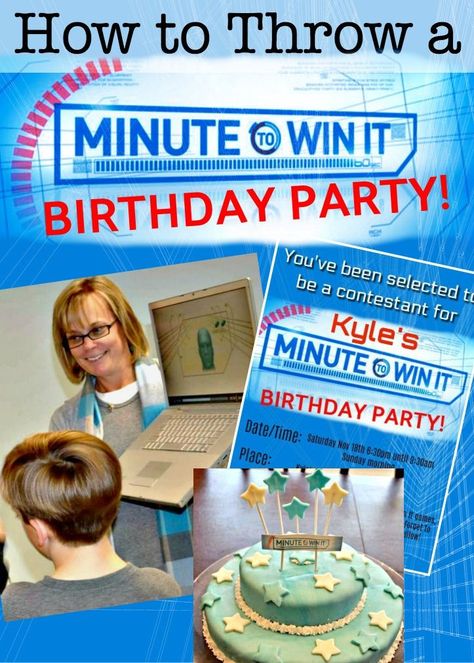 Party Link, Birthday Party Games For Kids, Birthday Party At Home, Minute To Win It Games, Minute To Win, Games For Boys, Sleepover Games, Minute To Win It, Games For Teens