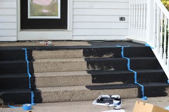 Concrete Front Steps, Cement Steps, Concrete Front Porch, Outside Steps, Painted Concrete Steps, Porch Stairs, Front Door Steps, Front Porch Steps, Porch Paint