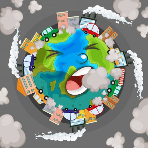 Sick earth from pollution concept Free Vector Air Pollution Poster, Save Earth Posters, Save Earth Drawing, Ochrana Prírody, Earth Drawings, Earth Poster, Save Our Earth, Earth Day Crafts, Environmental Pollution