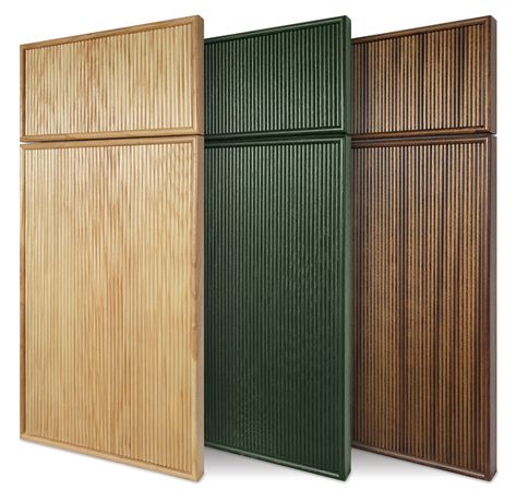 Built In Cabinet Door Ideas, Texture Cabinet Doors, Cabinet Shutter Design, Wood Slat Kitchen Cabinets, Reeded Wood Kitchen Island, Cabinet Door Profiles, Fluted Cabinet Door, Reeded Cabinets, Applied Molding