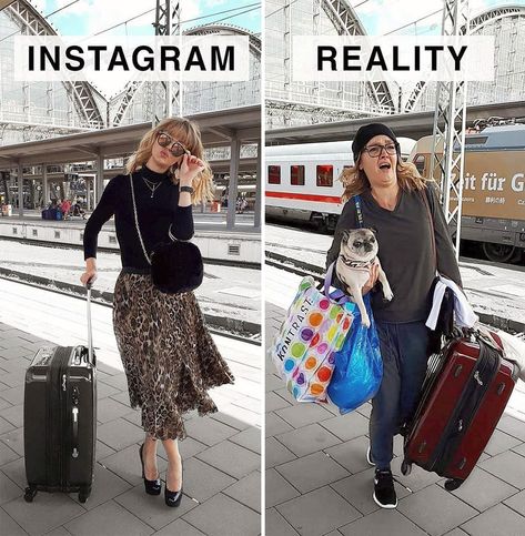 German Artist Makes Fun Of The Reality Behind Those Perfect Instagram Photos Instagram Vs Real Life, Instagram Vs Reality, Photo Hacks, Memes In Real Life, Funny Text Fails, Kids Laughing, German Women, Glamour Photo, Memes Sarcastic