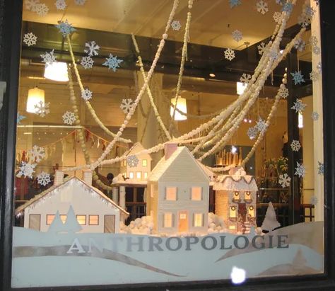 In The Holiday Windows: It's a White Christmas at Anthropologie - Racked NY Mcalpine House, Anthropologie Windows, Window Wonderland, Anthropologie Window Display, Winter Window Display, Anthropologie Display, Xmas Window, Store Front Windows, Anthropologie Christmas