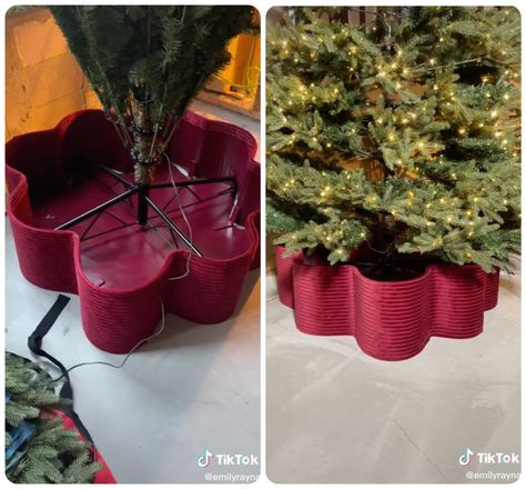 This DIY Tree Collar May Even Be Prettier Than Your Christmas Tree | Hunker Diy Tree Collar, Tree Collar Christmas, Easy Holiday Diy, Christmas Tree Collar, Be Prettier, Tiktok Creator, Foam Glue, Christmas Collar, Unique Holiday Decor