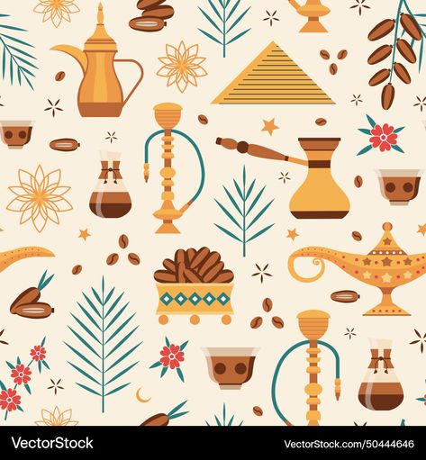 Middle East Pattern, Arabic Illustration, Illustration Moodboard, Middle East Travel, Arabic Culture, Travel Pattern, Egyptian Food, Arab World, Flower Poster