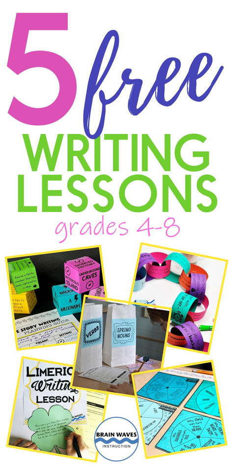 Teachers - if you're on the hunt for fun and engaging creative lesson ideas, then you're going to love this round up of the 5 best writing lessons for upper elementary and middle school students. You'll find links to download 5 free writing lessons. Students will complete engaging lessons on adventure writing, poetry writing, myth writing, and you'll even find a collection of free writing prompts. Check out all the writing freebies! Writing Exercises For Middle School, Teaching Writing Middle School, Creative Writing Lesson Plans, Adventure Writing, English Creative Writing, Creative Writing Lesson, Free Writing Prompts, Fun Writing Activities, Writing Mini Lessons