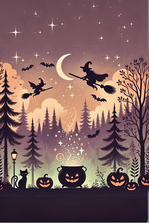 Get ready for the spookiest season of the year! 👻 This fall wallpaper is designed to make you feel the chill in the air and the ghoulish charm of the spooky season aesthetic. 🍁👻 Follow for more spooky season content that'll send shivers down your spine! Spooky Themed Wallpaper, Spooky Fall Backgrounds, Spooky Halloween Illustration, Spooky Halloween Iphone Wallpaper, Cute Spooky Season Wallpaper, Spooky Vibes Wallpaper, Samhain Wallpaper, Aesthetic Spooky Wallpaper, Witchy Halloween Wallpaper