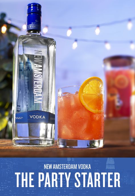 Start your night with this New Amsterdam Vodka batch recipe. Featuring New Amsterdam Vodka, Amaretto, and tropical juices, this summer recipe is a game-changer. Visit our site for the full recipe. New Amsterdam Vodka Recipes Cocktails, New Amsterdam Vodka, Apple Vodka, Vodka Recipes, Party Starters, Jungle Juice, Summer Recipe, Vodka Drinks, New Amsterdam