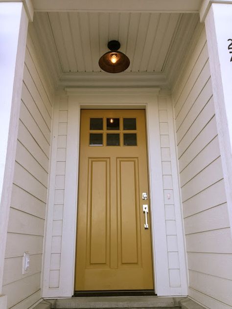 Front Doors Painted, Yellow Front Doors, Summer Porch Decor, Door Paint, Yellow Door, Door Paint Colors, Front Door Handles, Yellow Doors, Painted Front Doors