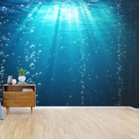 RECETHROWS Wall Mural Blue Ocean Waves from Underwater with Bubbles deep Darks and Peel and Stick Wallpaper Self Adhesive Wallpaper Large Wall Sticker Removable Vinyl Film Roll Shelf Paper Home Decor - - Amazon.com Sensory Design, Underwater Room, Ocean Mural, Underwater Wallpaper, Large Wall Stickers, Ocean Waves Painting, Ocean Room, Shelf Paper, Ceiling Murals