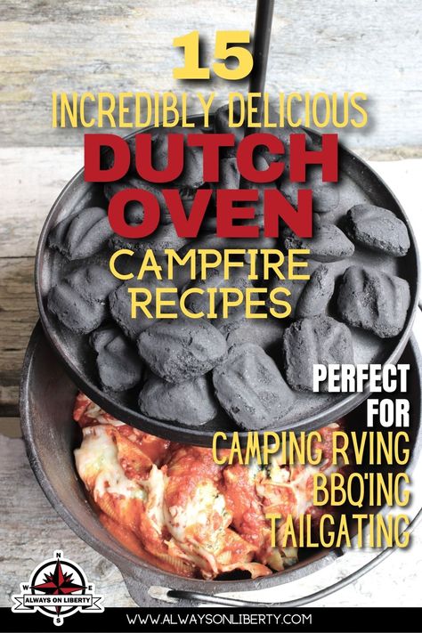 Dutch oven camping recipes are all the rage now because they’re simply delicious and cleanup is a breeze. Plus, campfire cooking is a fairly easy way to prepare meals without having to pack a whole bunch of other pots and pans. All you need is a large cast iron dutch oven pot, recipe ingredients and a hot bed of coals to cook these one pot wonders over. These dutch oven recipes for camping are sure to please even the pickiest of camper appetites! #dutchoven #campfirecooking #campcooking Dutch Oven Campfire Recipes, Campfire Dutch Oven Recipes, Cast Iron Dutch Oven Cooking, Easy Dutch Oven Recipes, Dutch Oven Recipes Cast Iron, Dutch Oven Camping Recipes, Dutch Oven Chicken, Campfire Recipes, Best Dutch Oven