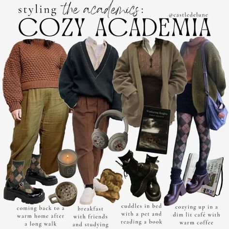 Cozy Academia, Cottagecore Outfit Ideas, Academia Aesthetic Outfit, Librarian Style, Dark Academia Outfits, Dark Academia Clothes, Estilo Dark, Academia Clothes, Academia Outfits