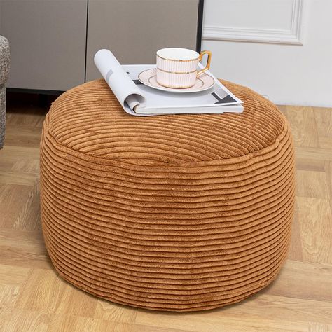 PRICES MAY VARY. 【Easy assemble pouf,durable to use】Velvet fur pouf cover+PP cotton pouf filler,Just put the PP cotton pouf filler into the pouf cover,adjust the shape and tap it a few times to loosen the filler. 【Great value pouf ottoman Stuffed】This pouf ottoman Stuffed can place in your bedroom, living room,home or office space. They can be sat on and used as footstools, extra tables, chairs, coffee tables, lazy sofas, floor pouf,side tables, children's room decorations. Their versatility mak Poufs In Living Room, Round Ottoman Coffee Table, Moroccan Throw Blanket, Cushion Storage, Foot Rest Ottoman, Stool Cushion, Old Towels, Floor Pouf, Tufted Ottoman