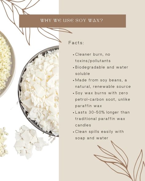 Soy Wax Facts, Marketing Ideas For Candles, Benefits Of Soy Wax Candles, Candle Business Content Ideas, Marketing Candles, Candle Marketing, Soy Candle Benefits, Soy Candle Facts, Candle Benefits