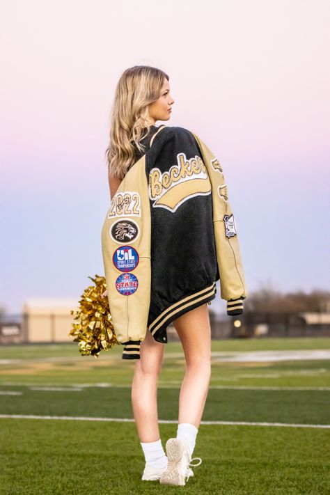 cheer senior seniors 2022 2023 2024 picture pictures cute pretty beautiful unique last year best year idea ideas pinterest instagram snapchat facebook tik tok vsco tumblr facebook idea mom dad sister senior pics pic aesthetic pink Senior Picture Poses Letterman Jackets, Senior Pics Ideas Unique, Senior Pictures With Varsity Jacket, Senior Picture Poses Cheerleading, Mascot Senior Pictures, Javelin Senior Pictures, Senior Picture Ideas Varsity Jacket, Senior Picture Cheer Ideas, Senior Picture With Letterman Jacket