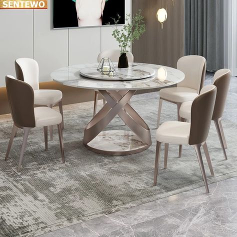 Designer Luxury round dinner Marble Rock Slab dining table set 6 chairs mesa de jantar esstisch marbre Stainless steel gold base - AliExpress Luxury Round Dining Table, Metal Leg Dining Chair, Circle Dining Table, Round Table Base, Casual Dining Table, Slate Table, Round Dining Table Modern, Modern Side Chairs, Table 8