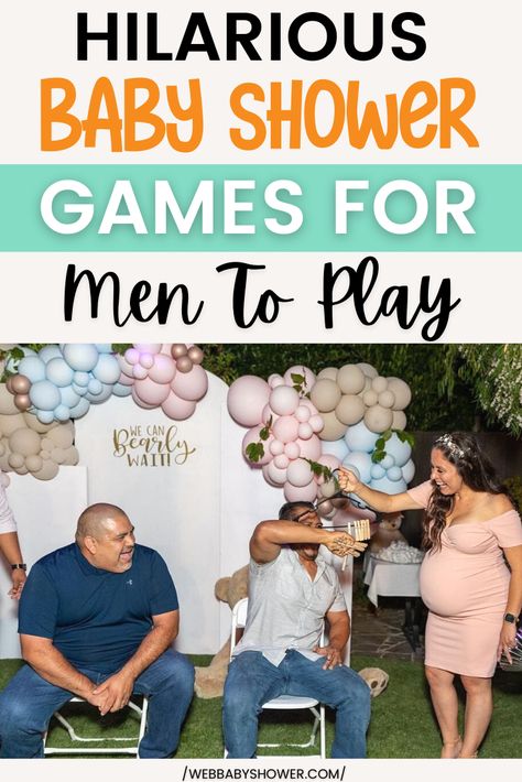 Looking for baby shower games for men? These super fun and hilarious baby shower games for men are the perfect ones to play in 2021! #babyshowergames #babyshowergamesformen Mens Baby Shower Games, Men Baby Shower Games, Baby Shower Games For Men, Couples Baby Shower Games, Baby Shower For Men, Hilarious Baby Shower Games, Baby Shower Game Prizes, Baby Shower Games Coed, Games For Men