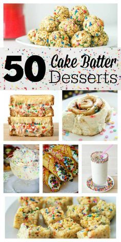 50 Delicious Cake Batter Desserts at chef-in-training.com… If you love cake batter, you need to see this list! Things To Make With Cake Batter, Birthday Cake Dessert Recipes, Cake Batter Desserts, Birthday Cake Desserts, Are You Kidding Me Cake, Cake Inspiration Birthday, 50 Cake, Cake Batter Recipes, Sushi Cake