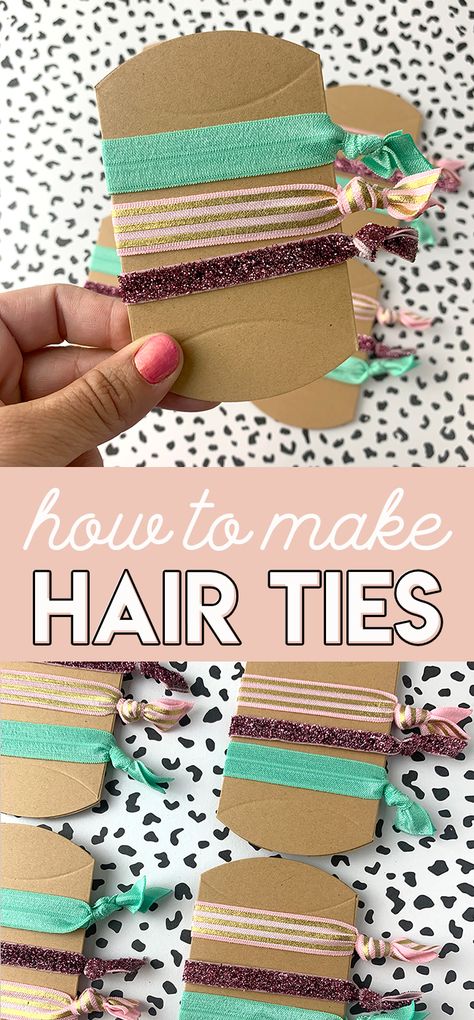 DIY Fold Over Elastic Hair Ties - Tutorial - Poofy Cheeks How To Make Hair Ties With Elastic, Elastic Ribbon Hair Ties, Fold Over Elastic Hair Ties Diy, Sewing Hair Ties, How To Make Elastic Hair Ties, Making Hair Ties, Crafts With Elastic, Diy Hair Ties Elastic, Hair Tie Ribbon Diy