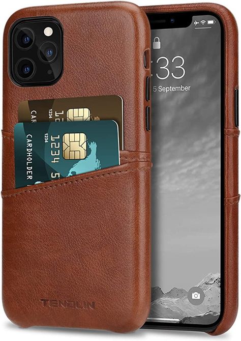 Amazon.com: TENDLIN Compatible with iPhone 11 Pro Case Wallet Design Premium Leather Case with 2 Card Holder Slots (Brown): Electronics Camera Cutout, Lip Lift, Iphone Protector, Wallet Design, Marble Iphone Case, 11 Pro Case, Iphone 11 Case, Iphone 11 Pro Case, Leather Wallet Case