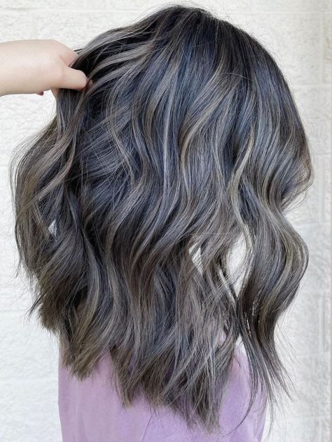 Dirty Blonde and Gray Highlights for Brunettes Highlights For Gray Hair, Bronze Balayage, Gray Highlights, Platinum Hair Color, Gray Balayage, Grey Blonde, Black Hair Balayage, Grey Highlights, Covering Gray Hair