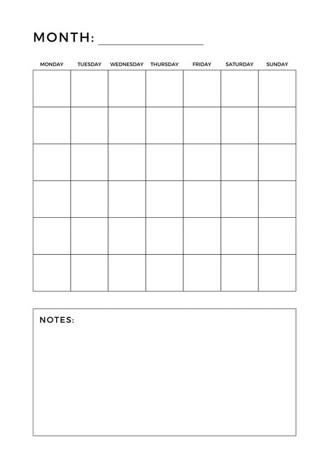 Blank Monthly Calendar financialplanner #plannerinspo #plannersforbusymoms #plannerd Plain Calender Template, Good Notes Page Templates, Empty Calendar Template, Calander Design Ideas, Blank Monthly Calendar Printable Free, Digital Calendar Template, Cute Calendar Template, Blank Calendar Printable, To Do Calendar