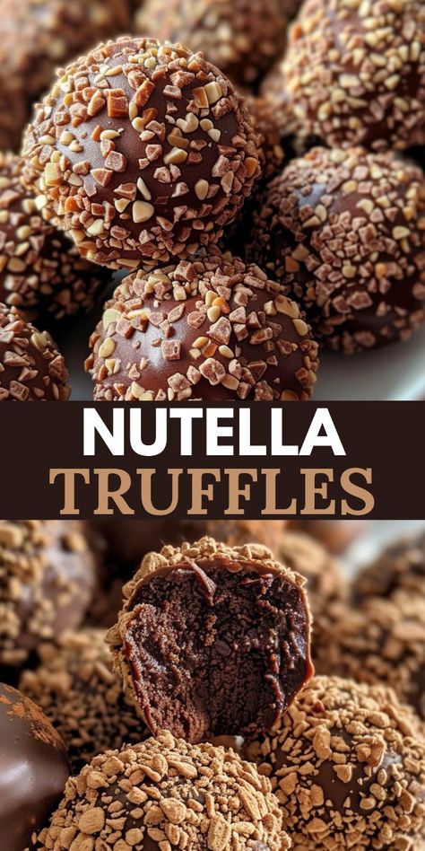 These Nutella Truffles are a rich, creamy, and indulgent treat that’s surprisingly easy to make.  Enjoy their melt-in-your-mouth texture and delightful Nutella flavor! Nutella Truffles, Truffle Recipe Easy, Homemade Chocolate Truffles, Easy Truffles, Homemade Truffles, Nutella Desserts, Chocolate Candy Recipes, Truffles Recipe, Candy Truffles