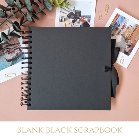 Blank Scrapbook, Black 8x8 inches, Black 12x12 inches, Spiral Bound Scrapbook, Scrapbook With Ribbon, DIY Scrapbook, Blank Photo Album by RusticbyMarney on Etsy Black Scrapbook Ideas Aesthetic, Black Scrapbook, Personalised Scrapbook, Mini Scrapbook Album, Blank Photo, Ribbon Diy, Kraft Paper Wrapping, Album Diy, Diy Vinyl