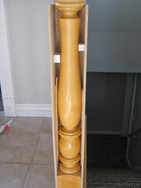 Remodelaholic | Stair Banister Renovation Using Existing Newel Post and Handrail Square Newel Post, Banister Remodel, Stair Railing Makeover, Stairs Renovation, Stair Banister, Stair Makeover, Diy Staircase, Stairs Makeover, Staircase Remodel