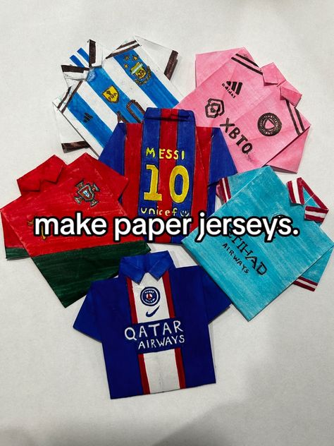 Paper Jersey Tutorial, Paper Jersey Craft, How To Make Paper Jersey, Paper Jersey, Bae Gift, Real Madrid Jersey, Camisa Real Madrid, Madrid Jersey, Happy Birthday Drawings