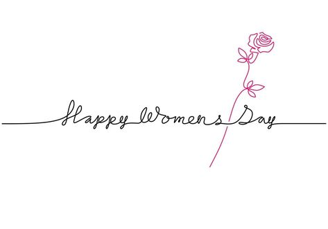 Happy Women's day lettering in continuous line drawing. International Women's Day on March 8. Concept Women's day isolated on white background. Vector hand made calligraphic for greeting card Woman Day Card Ideas, 8 March Drawing Ideas, Happy Womens Day Card Design, Happy Woman Day Design, Happy Women's Day Drawing, Women Day Drawing Art, International Woman's Day Design, Womens Day Video, 8 March Drawing