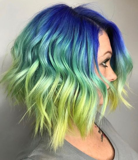 Trendy Colored Hair, Blowout Taper, Color Melting Hair, Funky Hair Colors, Yellow Hair Color, Mermaid Hair Color, Underneath Hair, Hair Color Underneath, Taper Fade