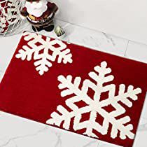 Red Bathroom Rugs, Christmas Bathroom Rugs, Rugs Cute, White Bathroom Rug, Christmas Home Decorations, Christmas Snowflakes Decorations, White Bath Mat, Cute Bath Mats, Red Bathroom