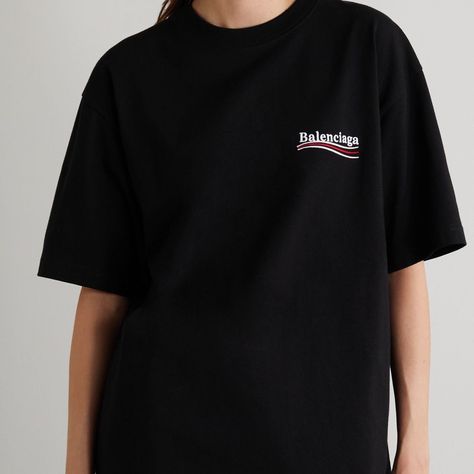 Balenciaga Oversized Embroidered Cotton-Jersey T-Shirt (Never Worn) Balenciaga Tshirt, Balenciaga Top, Balenciaga T Shirt, Limited Time, Balenciaga, Colorful Shirts, T Shirt, Black, Color