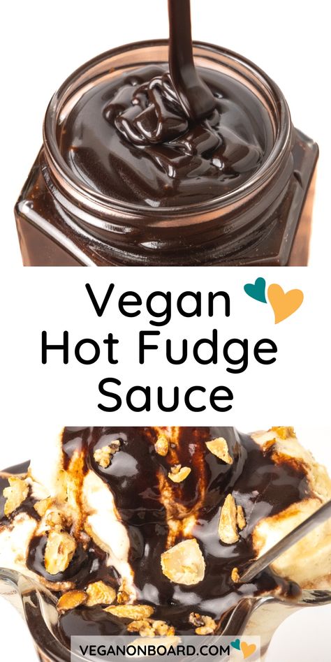 An easy but epic, fudgy, rich and decadent chocolate sauce that’s ideal for drizzling over vegan ice cream and desserts. Ready in just 10 minutes. Vegan Hot Fudge, Vegan Ice Cream Sundae, Hot Fudge Sauce Recipe, Fudge Sauce Recipe, Vegan Nice Cream, Vegan Chocolate Recipes, Vegan Fudge, Ice Cream Sundaes, Vegan Whipped Cream