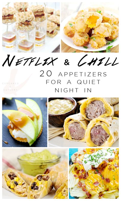 Want to plan the perfect Netflix night? These 20 appetizer ideas are the perfect finger foods to pair with your favorite shows! Can I please call in sick and make all 20 of these quick and easy recipes?! I've got a lot of shows to catch up on! (These are also awesome for football and tailgating parties!) #appetizers #fingerfoods #footballfood Ideas For Movie Night, Netflix Night, Game Night Snacks, Game Night Food, Movie Night Dinner, Night Dinner Recipes, Movie Night Food, Nacho Bar, Movie Night Snacks