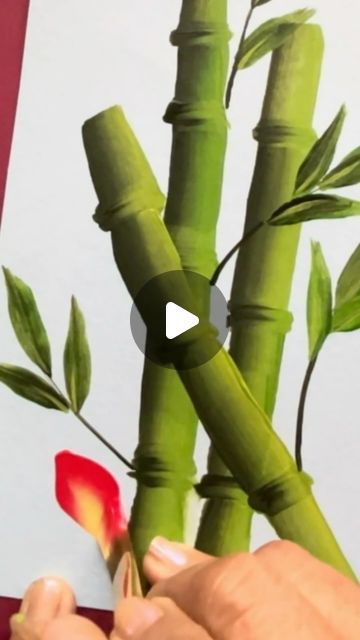 How To Paint Bamboo, Bamboo Tree Painting, Easy Paintings To Draw, Onestroke Paintings, Bamboo Mural, Bamboo Art Painting, Paint Bamboo, Bamboo Artwork, Painting Bamboo