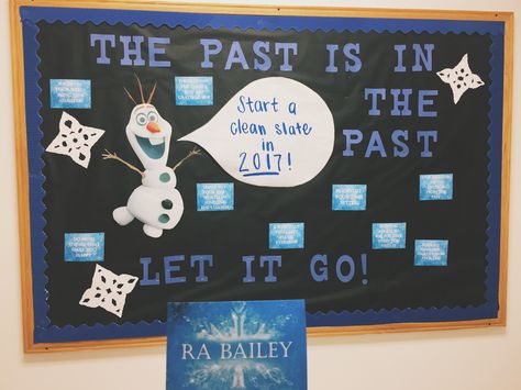 New Years Ra Bulletin Board, Olaf Bulletin Board Ideas, Frozen Bulletin Board Ideas, New Year Ra Bulletin Board, Winter Ra Boards, January Ra Bulletin Boards, Winter Bulletin Board Ideas For School, Olaf Bulletin Board, Frozen Bulletin Board