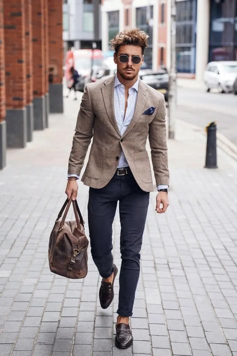 Classy Beige Blazer Outfit Ideas for Men | Biege Blazer Combination - TiptopGents Beige Blazer Outfit Men, Sports Jacket Outfit Men, Sports Coat Outfit Men, Brown Blazer Men, Tan Blazer Outfits, Sports Jacket Outfit, Beige Blazer Outfit, Sport Coat Outfit, Party Wear Blazers