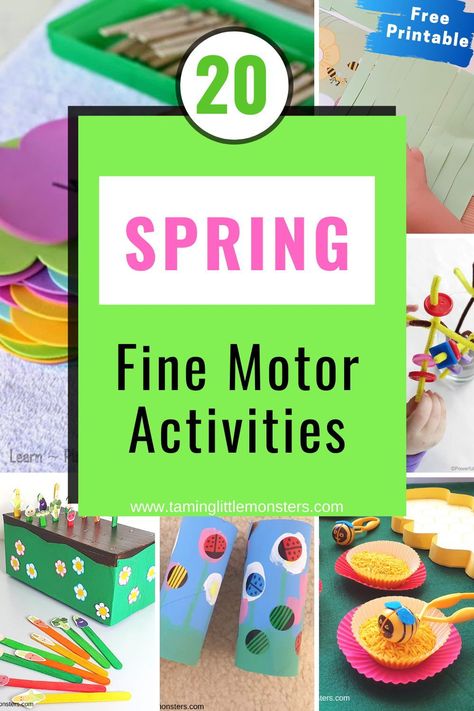 20 Spring Fine Motor Activities for Toddlers and Preschoolers. Spring themed play based learning ideas for helping kids develop fine motor skills. #spring #finemotor #toddlers #preschool Fine Motor Season Activities, Spring Themed Activities For Toddlers, Spring Learning Activities For Toddlers, Spring Season Activities For Preschool, Spring Fine Motor Activities, Fine Motor Activities For Toddlers, Motor Activities For Toddlers, Spring Learning Activities, Physical Activities For Toddlers