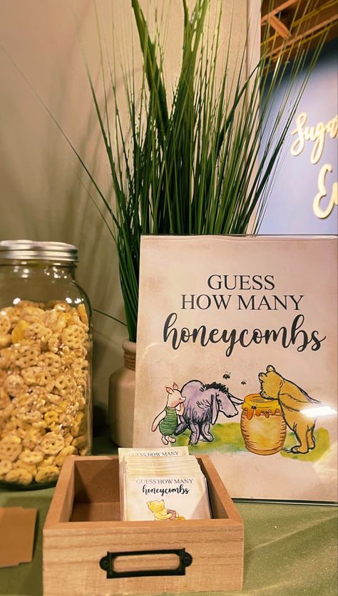 Guess How Many Honeycombs Winnie The Pooh, Vintage Winnie The Pooh Baby Shower Idea, Guess How Many Honeycombs, Vintage Winnie The Pooh Shower Ideas Diy, Winnie The Pooh Baby Shower Themes, Baby Shower Whinnie The Poo, Baby Girl Winnie The Pooh Shower Ideas, Pooh Bear Baby Shower Games, Winnie The Pooh Winter Baby Shower Ideas