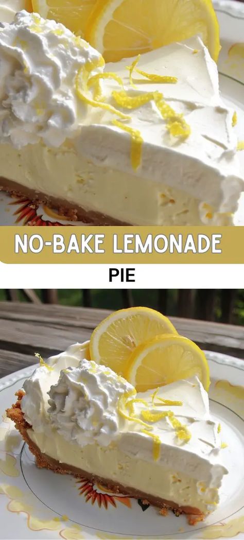 No-Bake Lemonade Pie Lemonade Pie Recipe, Picnic Dessert, Cool Whip Pies, Picnic Desserts, Lemonade Pie, Lunch Appetizers, Frozen Lemonade, Dessert Boxes, Refreshing Desserts