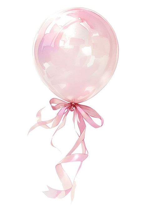 Pillow Art Drawing, Bows On Balloons, Pink Balloons Aesthetic, Coquette Lipstick, Background Coquette, Lavender Png, Pink Ballon, Balloons Watercolor, Ribbon Balloon