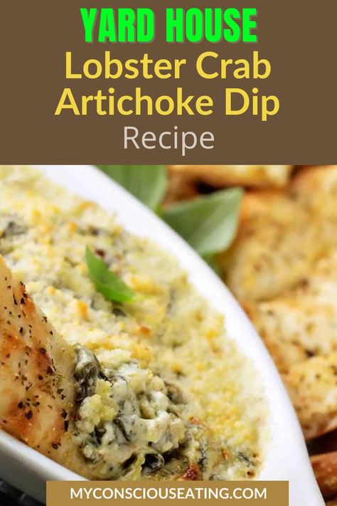 Lobster crab artichoke dip with bread Crab Artichoke Dip, Crab And Artichoke Dip, Red Snapper Recipes, Artichoke Dip Recipe, Yard House, Crab Dip, Snack Bites, Creamy Dip, Refreshing Salad