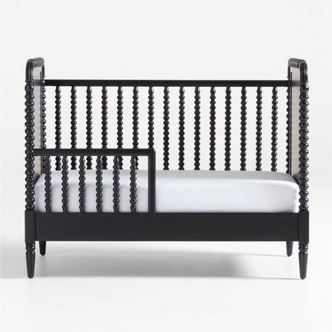 With a sleek, gender-neutral finish and gorgeously intricate design, our Jenny Lind black crib is a showstopper in any nursery. Part of our customer-loved Jenny Lind collection, this elevated style is highlighted by decorative woodturnings on the spindles and arches. The crib's clean, black finish is versatile enough to work in girl's and boy's nurseries alike. Plus, it can grow with your little one—simply add the easy-to-assemble toddler rail for years of additional use (sold separately).Solid Crate And Barrel Jenny Lind Crib, Jenny Lind Black Crib, Toddler Boy Bed, Jenny Lind Toddler Bed, Jenny Lind Crib, Modern Baby Cribs, Toddler Bed Rail, Kids Daybed, Black Crib